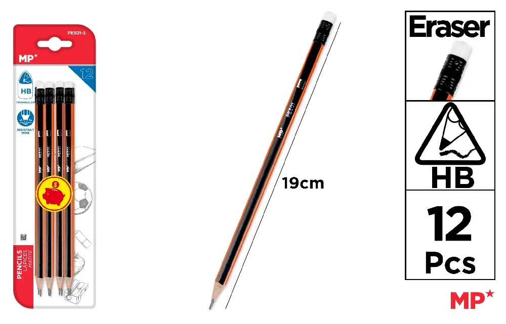 LÁPICES HB CON GOMA.