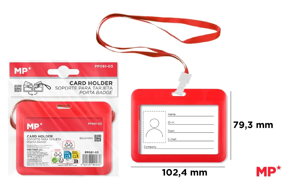 FUNDA TARJETA HOR. ROJO CON CORDÓN