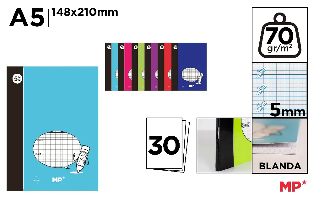 CUADERNO GRAPADO 4º GUIA 5MM 30H 70G