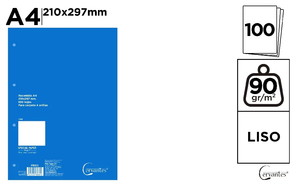 RECAMBIO A4 LISO 100H 90G