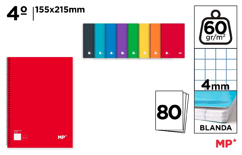 CUADERNO ESP TAPA BLANDA 4º 4X4 80H 60G