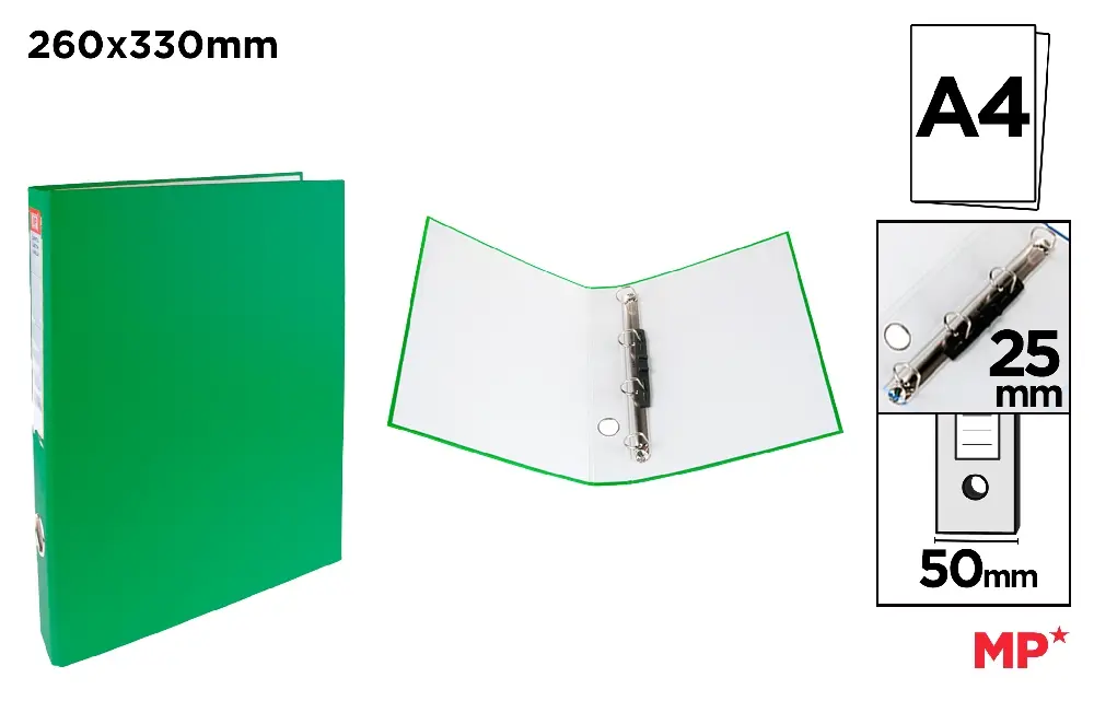 CARPETA Fº 4 ANILLAS VERDE.