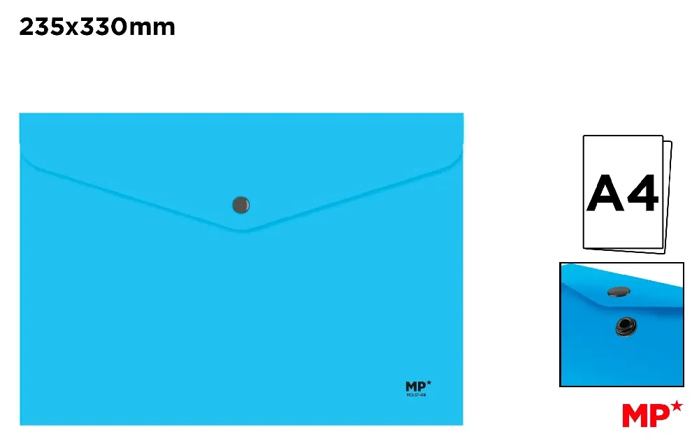 CARPETA SOBRE CIERRE BOTÓN A4 CIELO
