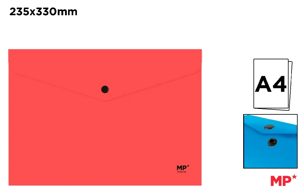 CARPETA SOBRE CON BOTÓN A4 CORAL