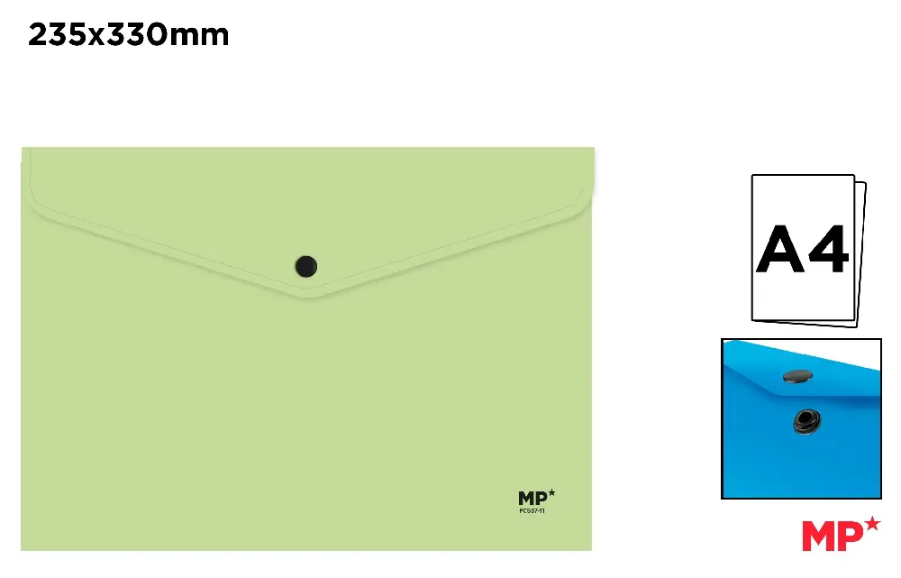 CARPETA SOBRE CON BOTÓN A4 VERDE