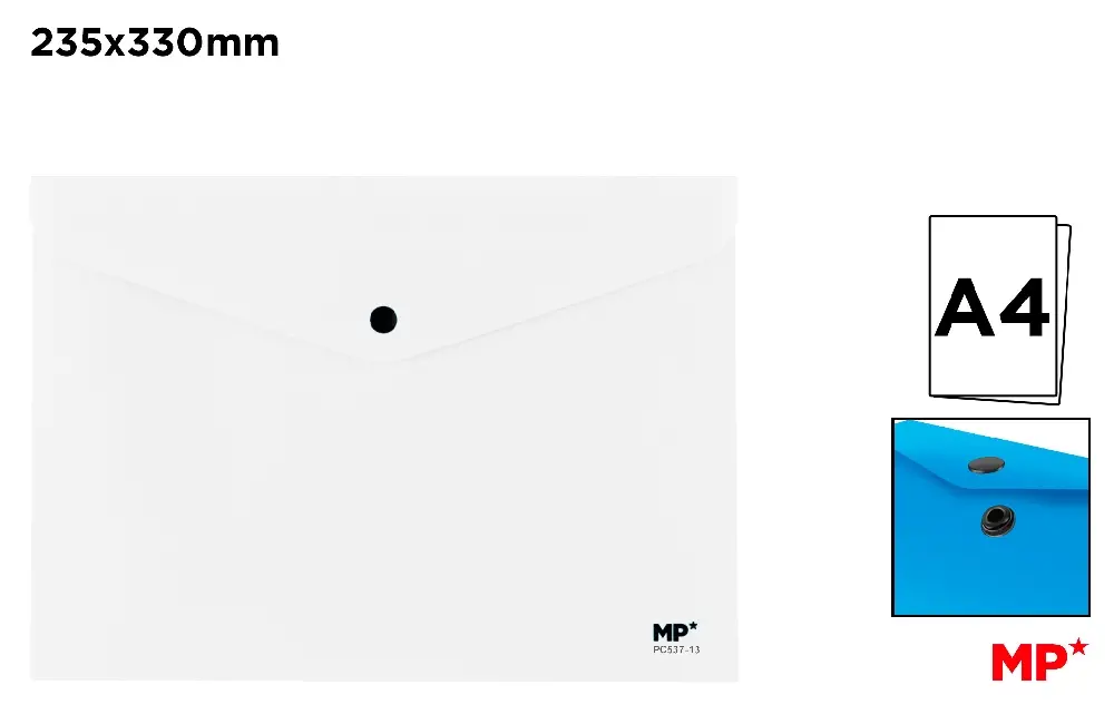 CARPETA SOBRE CIERRE BOTÓN A4 BLANCO