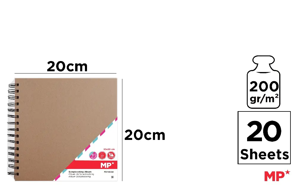ÁLBUM PARA SCRAPBOOKING KRAFT 20 x 20 cm