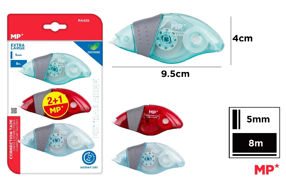 CORRECTOR CINTA 5 mm x 8 m 3 Uds.