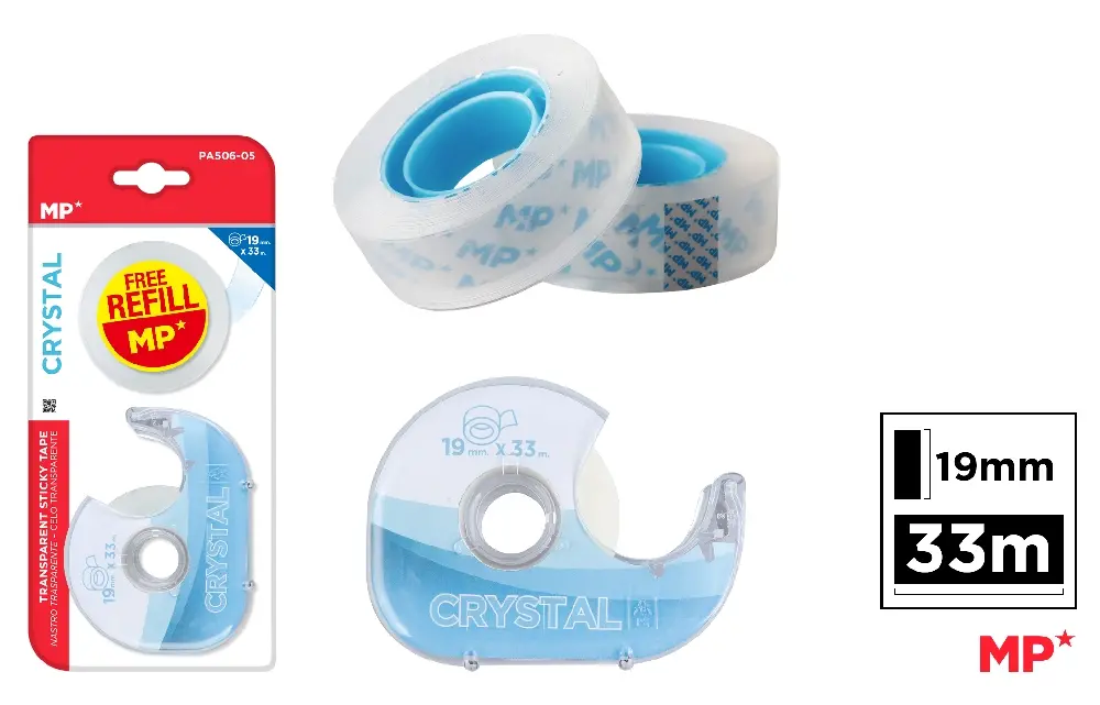 CINTA ADHESIVA CRISTAL CON DISPENSADOR