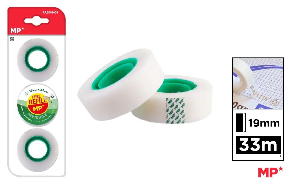 CINTA ADHESIVA INVISIBLE 19 mm x 33 m 3