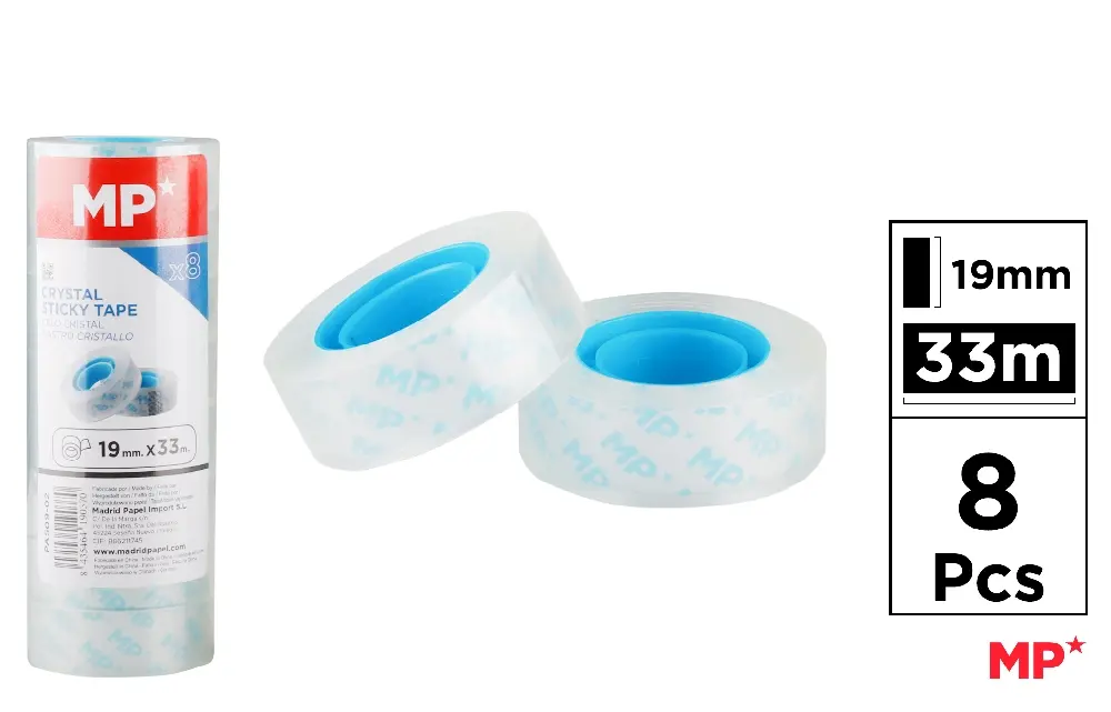CINTA ADHESIVA CRISTAL 19 mm x 33 m 8 Ud