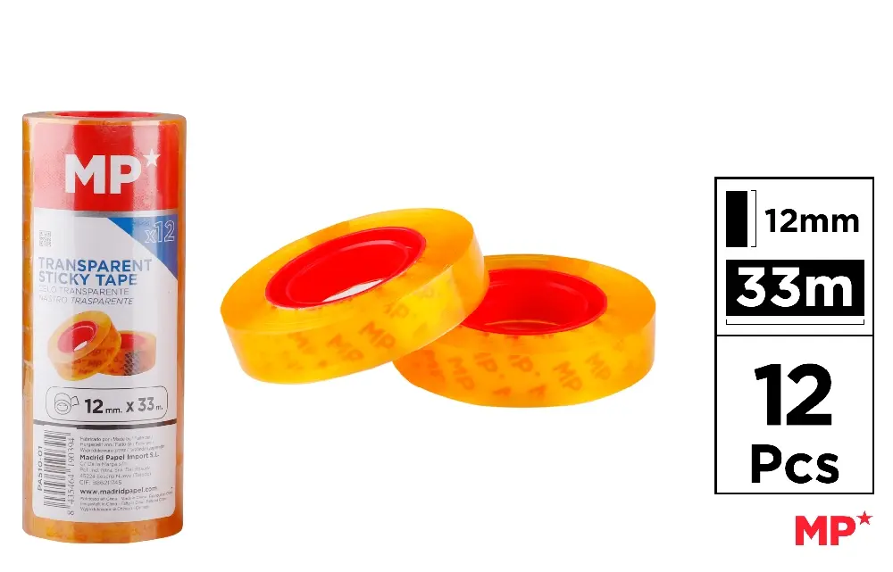 CINTA ADHESIVA TRANSPARENTE 12 mm x 33 m