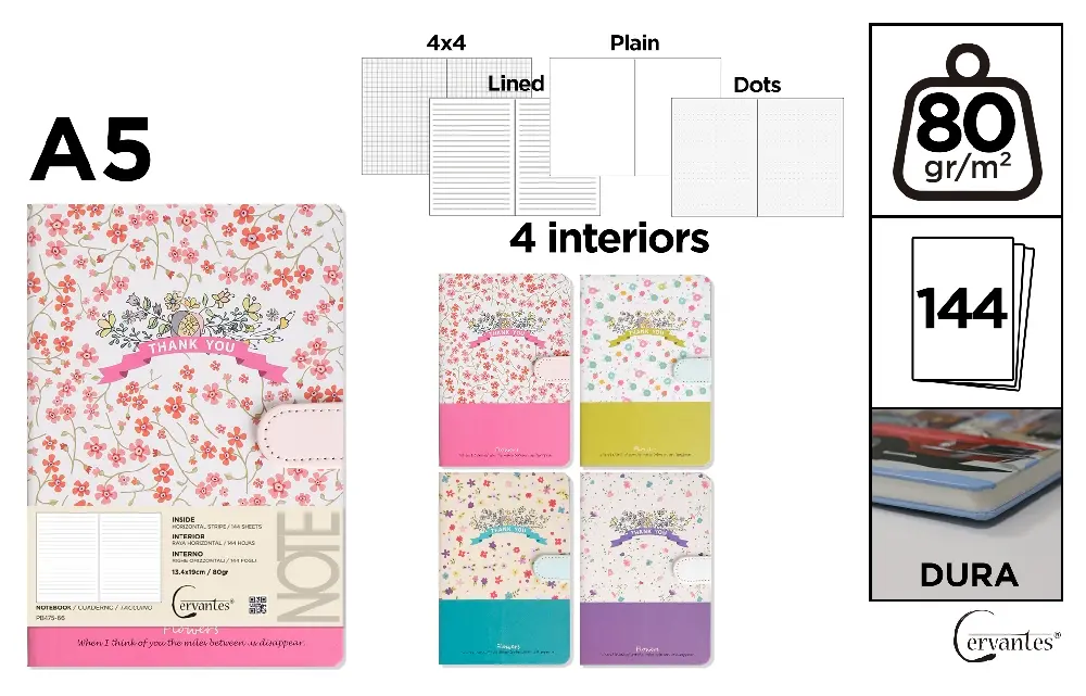 CUADERNO DE NOTAS DECORADO 13.4 x 19 cm