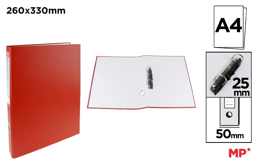 CARPETA Fº 2 ANILLAS ROJO.