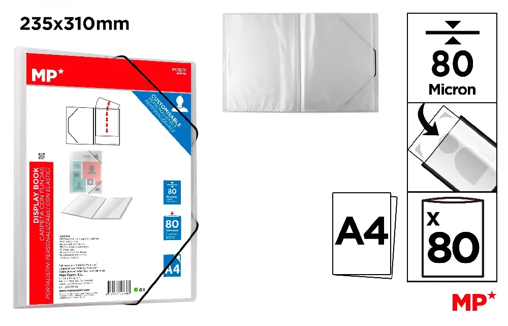 CARPETA 80 FUNDAS A4 CON GOMA TRANSPAREN