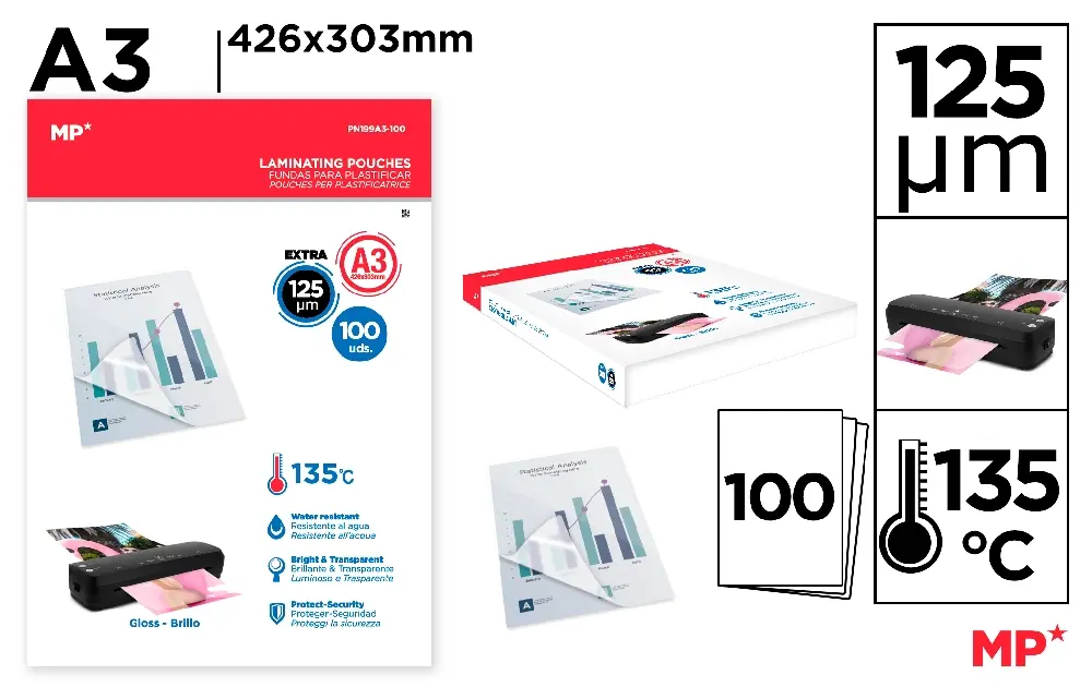 FUNDAS PARA PLASTIFICAR A3 100 HOJAS.