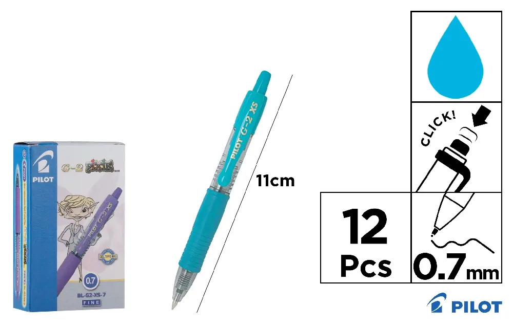 BOLÍGRAFO GEL PILOT G2 PIXIE AZUL CLARO