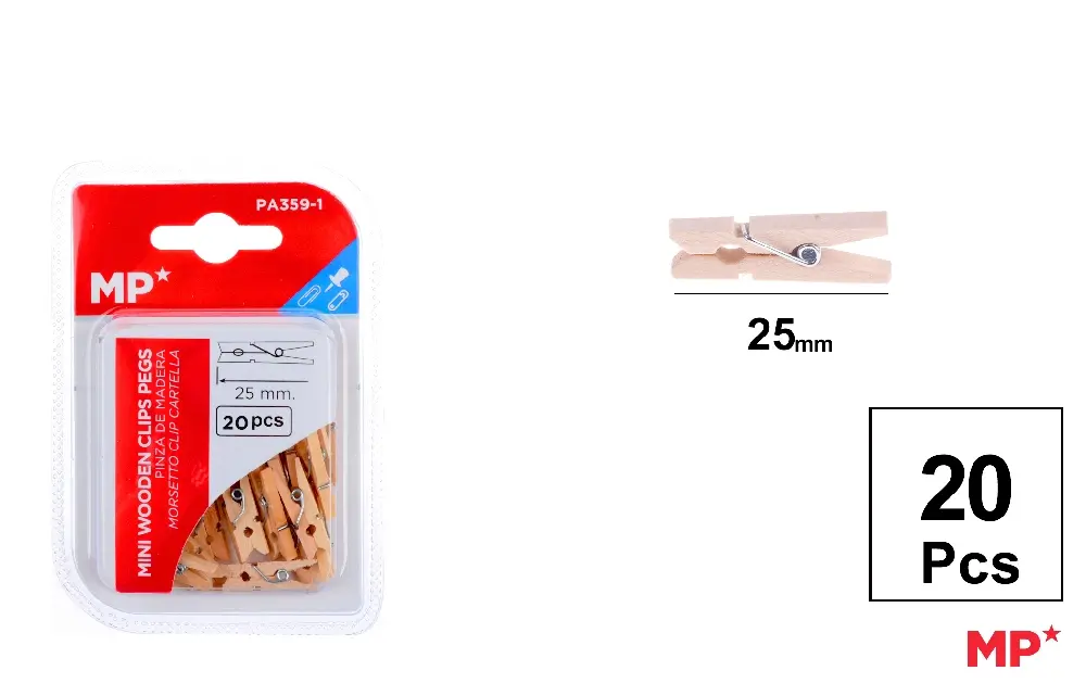 PINZA MADERA 25 mm 20 Uds.