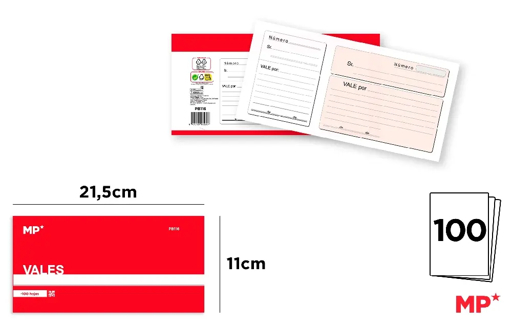 TALONARIO VALE 20,5 X 10,9CM 100H MP