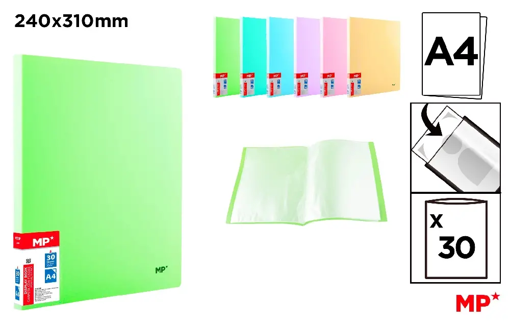 CARPETA 30 FUNDAS A4 TAPA PASTEL.