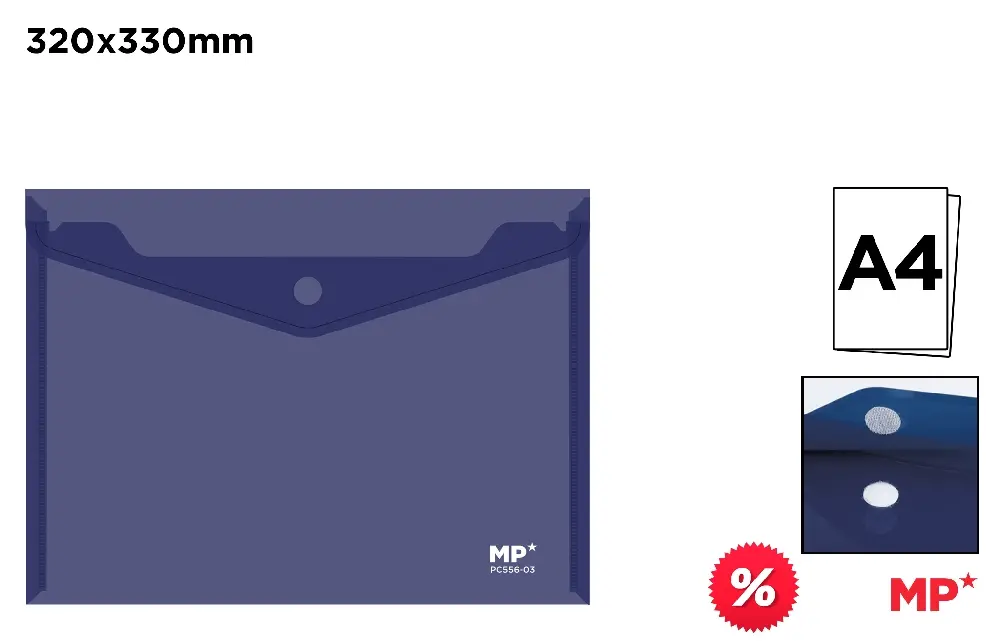 CARPETA SOBRE PLÁSTICO CIERRE RÁPIDO A4