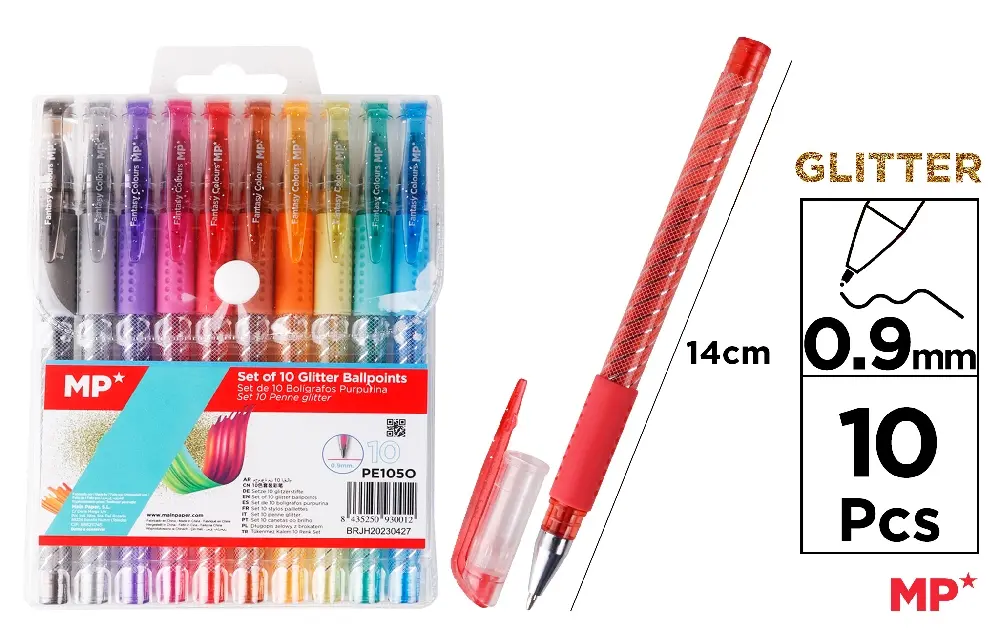 BOLÍGRAFOS PURPURINA 10 COLORES.