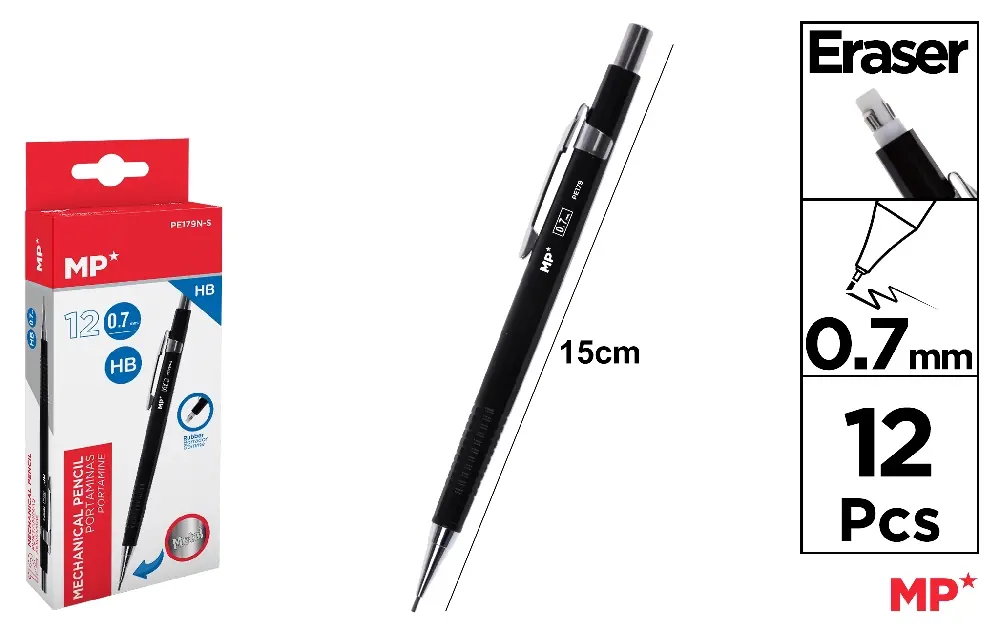 PORTAMINAS METÁLICO 0.7 mm NEGRO