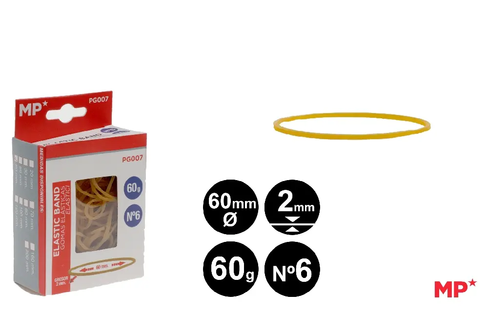 GOMAS ELÁSTICAS 60 g 60 x 2 mm.