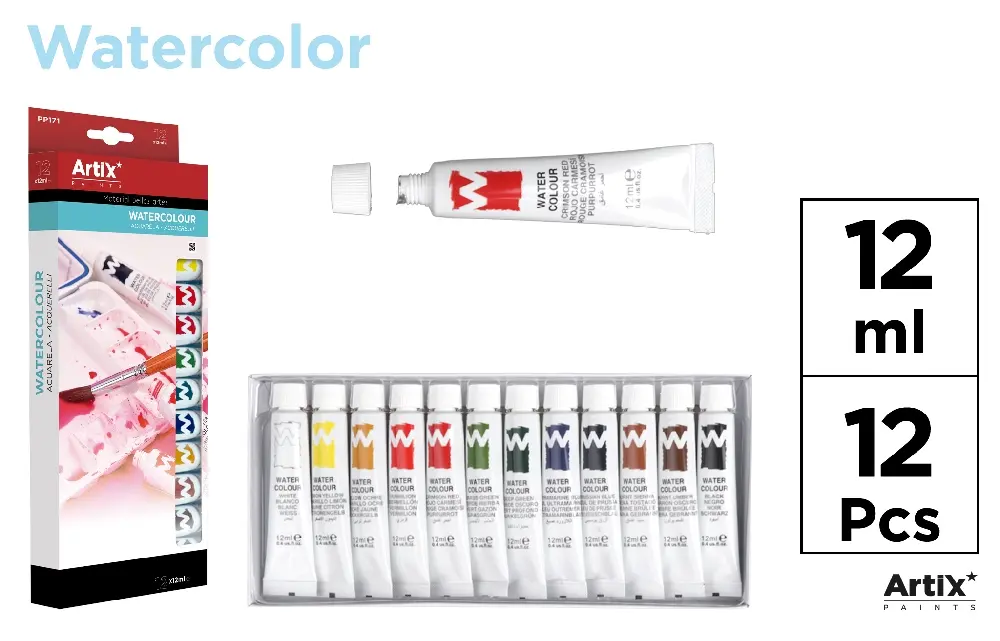 PINTURA ACUARELA 12 TUBOS.