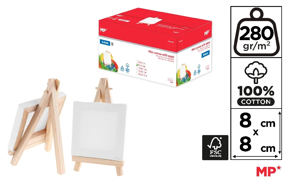 LIENZO MINI CON CABALLETE 8 x 8 cm 280 g